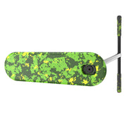 Trampoline trick scooter INDO PRO V2 Green Mamba with vibrant camo design and adjustable handlebar.